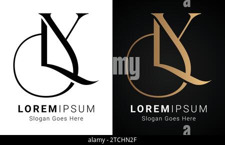 Luxury Initial YL or LY Monogram Text Letter Logo Design Stock Vector