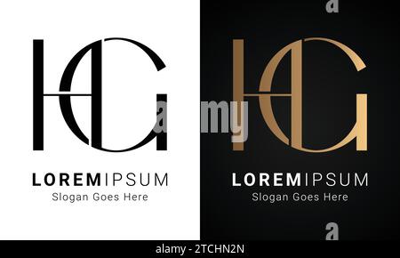 Luxury Initial HG or GH Monogram Text Letter Logo Design Stock Vector