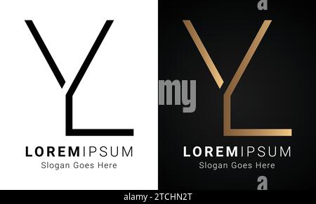 Luxury Initial YL or LY Monogram Text Letter Logo Design Stock Vector