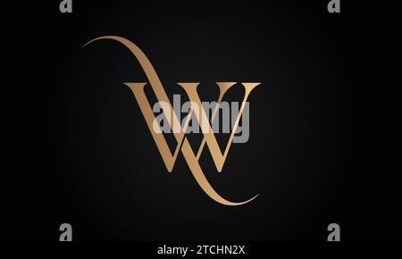 Luxury Initial WV or VW Monogram Text Letter Logo Design Stock Vector