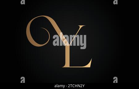 Luxury Initial YL or LY Monogram Text Letter Logo Design Stock Vector