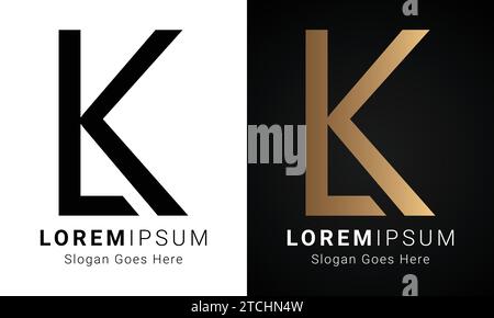 Luxury Initial KL or LK Monogram Text Letter Logo Design Stock Vector