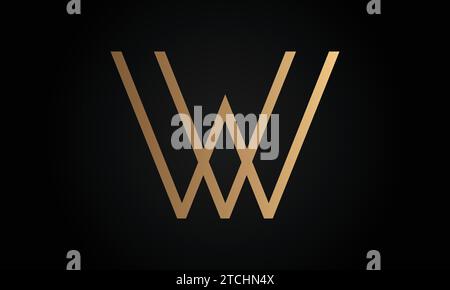 Luxury Initial WV or VW Monogram Text Letter Logo Design Stock Vector