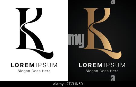 Luxury Initial KL or LK Monogram Text Letter Logo Design Stock Vector