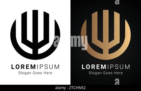 Luxury Initial WV or VW Monogram Text Letter Logo Design Stock Vector