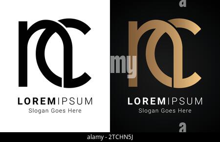 Luxury Initial NC or CN Monogram Text Letter Logo Design Stock Vector
