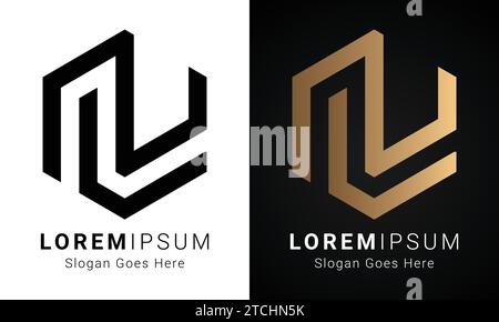 Luxury Initial NL or LN Monogram Text Letter Logo Design Stock Vector