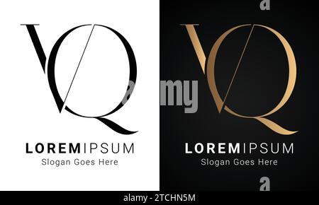 Luxury Initial VQ or QV Monogram Text Letter Logo Design Stock Vector