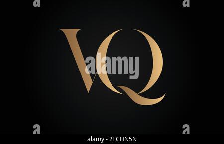 Luxury Initial VQ or QV Monogram Text Letter Logo Design Stock Vector
