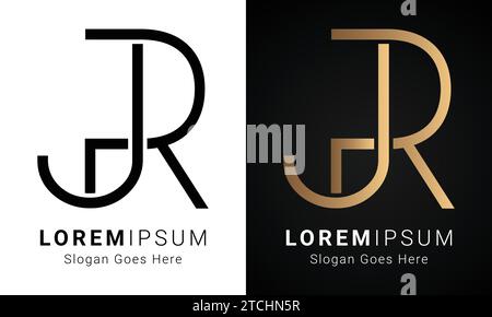 Luxury Initial JR or RJ Monogram Text Letter Logo Design Stock Vector