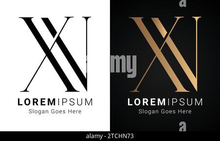 Luxury Initial NX or XN Monogram Text Letter Logo Design Stock Vector