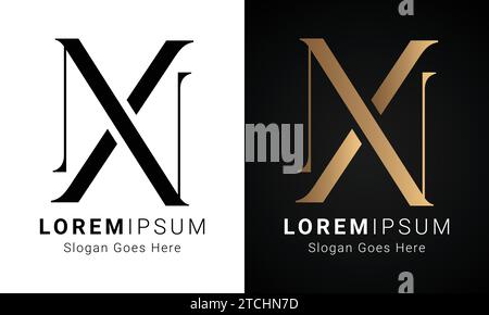 Luxury Initial NX or XN Monogram Text Letter Logo Design Stock Vector