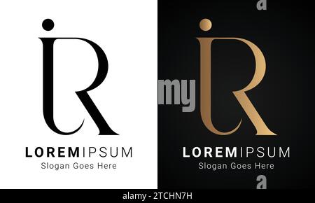 Luxury Initial JR or RJ Monogram Text Letter Logo Design Stock Vector