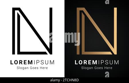 Luxury Initial NL or LN Monogram Text Letter Logo Design Stock Vector