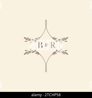 BR wedding initial logo letters in high quality professional design that will print well across any print media Stock Vector