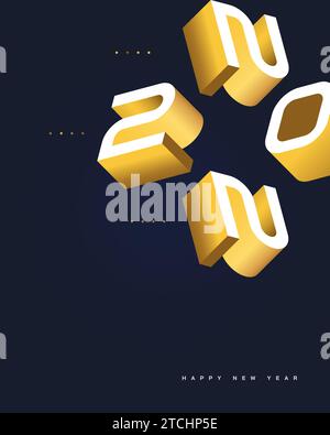 2022 Poster Design Template. Happy New Year 2022 Poster Design with 3D Style. New Year Celebration Design Template for Flyer, Poster, Brochure, Card Stock Vector