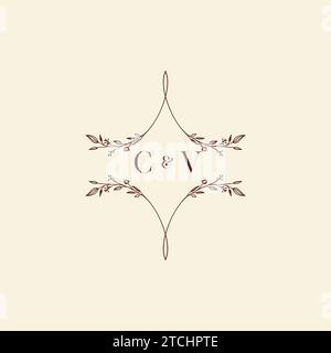CV wedding initial logo letters in high quality professional design that will print well across any print media Stock Vector