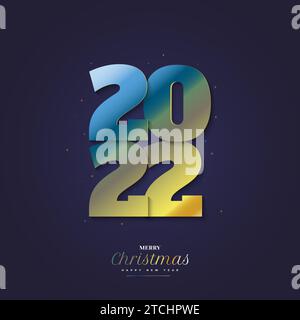 2022 New Year Banner or Poster with Colorful and Realistic Numbers. 2022 Logo or Symbol. Holiday Vector Illustrations Stock Vector