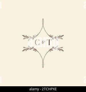 CT wedding initial logo letters in high quality professional design that will print well across any print media Stock Vector