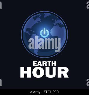 Earth Hour. Holiday concept. Template for background, banner, card, poster with text inscription. Vector illustration Stock Vector