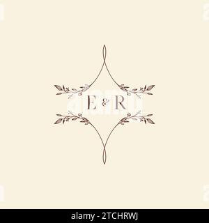 ER wedding initial logo letters in high quality professional design that will print well across any print media Stock Vector