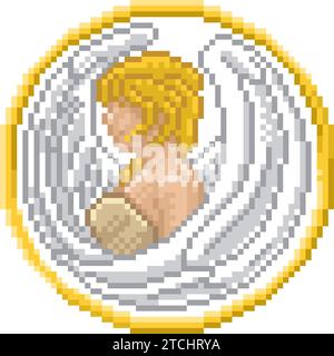 Zodiac Horoscope Astrology Virgo Pixel Art Sign Stock Vector