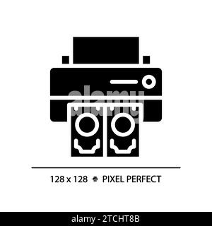 2D pixel perfect simple glyph style printing money icon Stock Vector