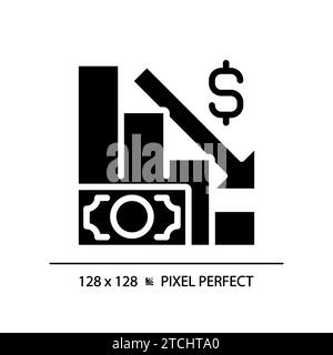 2D simple pixel perfect glyph style economic crisis icon Stock Vector