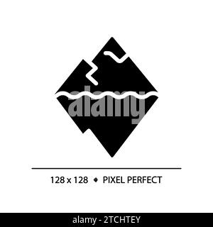 2D pixel perfect simple glyph style iceberg icon Stock Vector