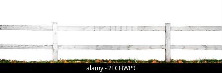 Grunge Wooden Fence Isolated on White Stock Photo