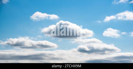 Blue sky with white clouds. Natural background. Cloudy day Stock Photo