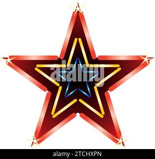 Star shaped illuminated retro sign Stock Vector