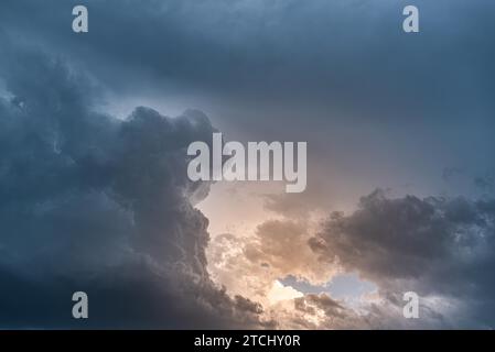 Moody view of dark dramatic storm clouds. Sky background. Weather concept Stock Photo