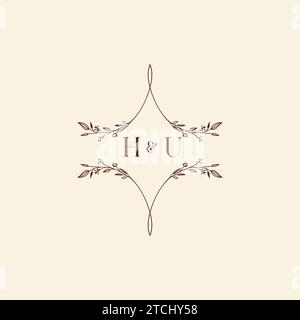 HU wedding initial logo letters in high quality professional design that will print well across any print media Stock Vector