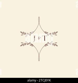 JT wedding initial logo letters in high quality professional design that will print well across any print media Stock Vector