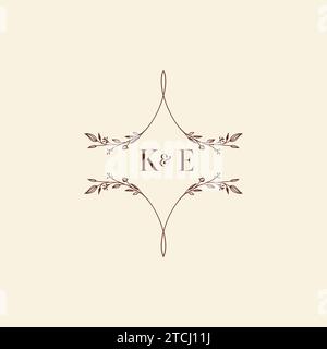KE wedding initial logo letters in high quality professional design that will print well across any print media Stock Vector
