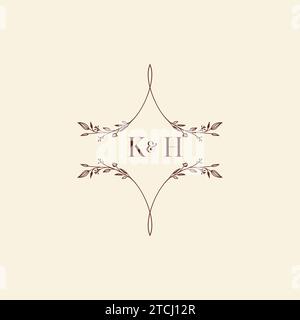 KH wedding initial logo letters in high quality professional design that will print well across any print media Stock Vector