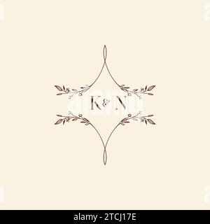 KN wedding initial logo letters in high quality professional design that will print well across any print media Stock Vector