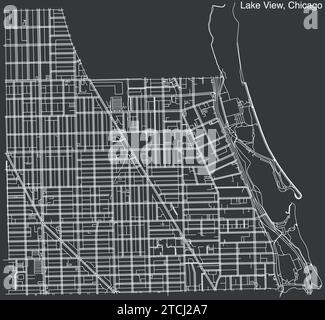 Street roads map of the LAKE VIEW COMMUNITY AREA, CHICAGO Stock Vector