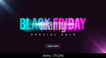 Black Friday Sale Banner with Colorful Text. Online Shopping Banner Stock Vector