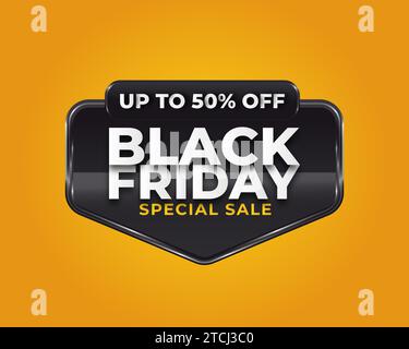 Black Friday special sale promotion banner on yellow background Stock Vector