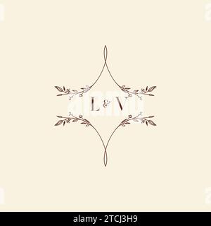 LV wedding initial logo letters in high quality professional design that will print well across any print media Stock Vector
