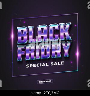 Black Friday sale poster or banner with colorful retro text Stock Vector