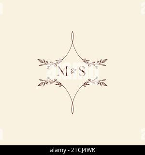 MS wedding initial logo letters in high quality professional design that will print well across any print media Stock Vector