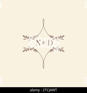 ND wedding initial logo letters in high quality professional design that will print well across any print media Stock Vector