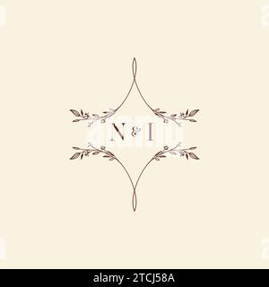 NI wedding initial logo letters in high quality professional design that will print well across any print media Stock Vector