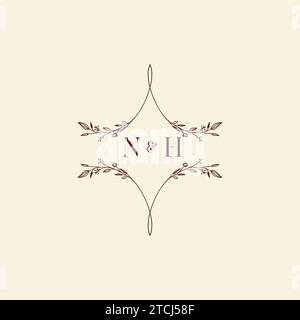 NH wedding initial logo letters in high quality professional design that will print well across any print media Stock Vector
