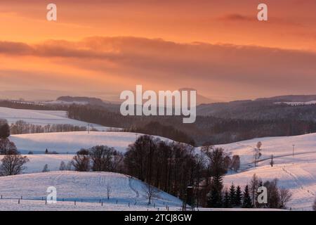 View from Lichtenhain to the Lilienstein Stock Photo