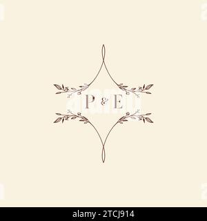 PE wedding initial logo letters in high quality professional design that will print well across any print media Stock Vector