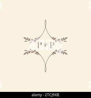 PP wedding initial logo letters in high quality professional design that will print well across any print media Stock Vector